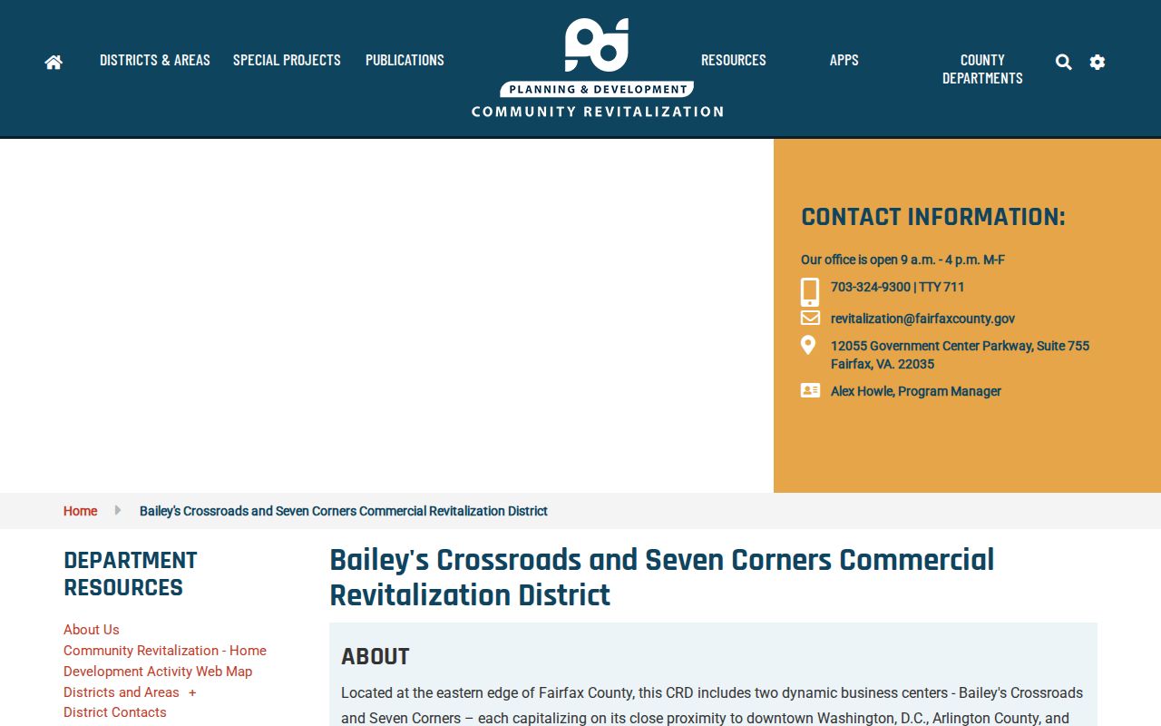 Bailey's Crossroads neighbors revitalization corridor page