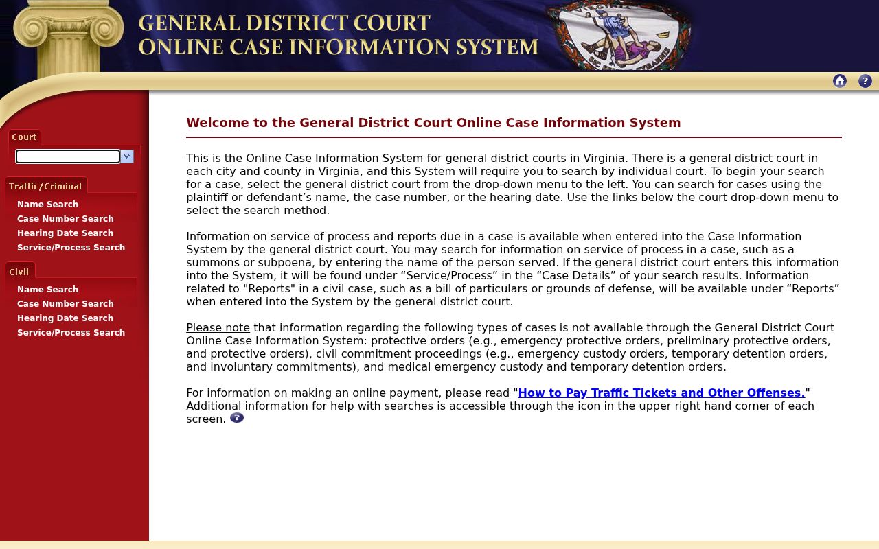 Bailey's Crossroads resident lookup Virginia General District Court search
