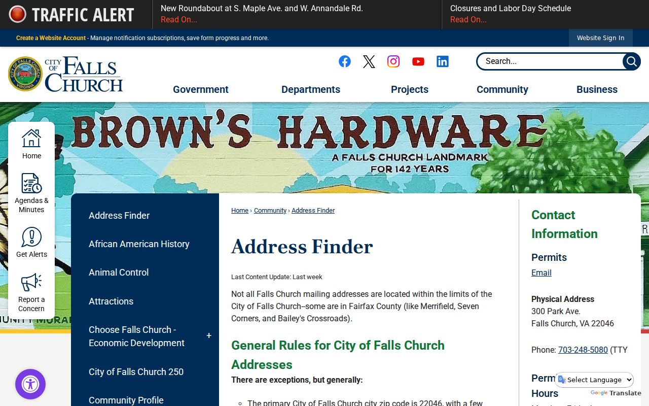 Bailey's Crossroads ZIP code directory Falls Church address finder